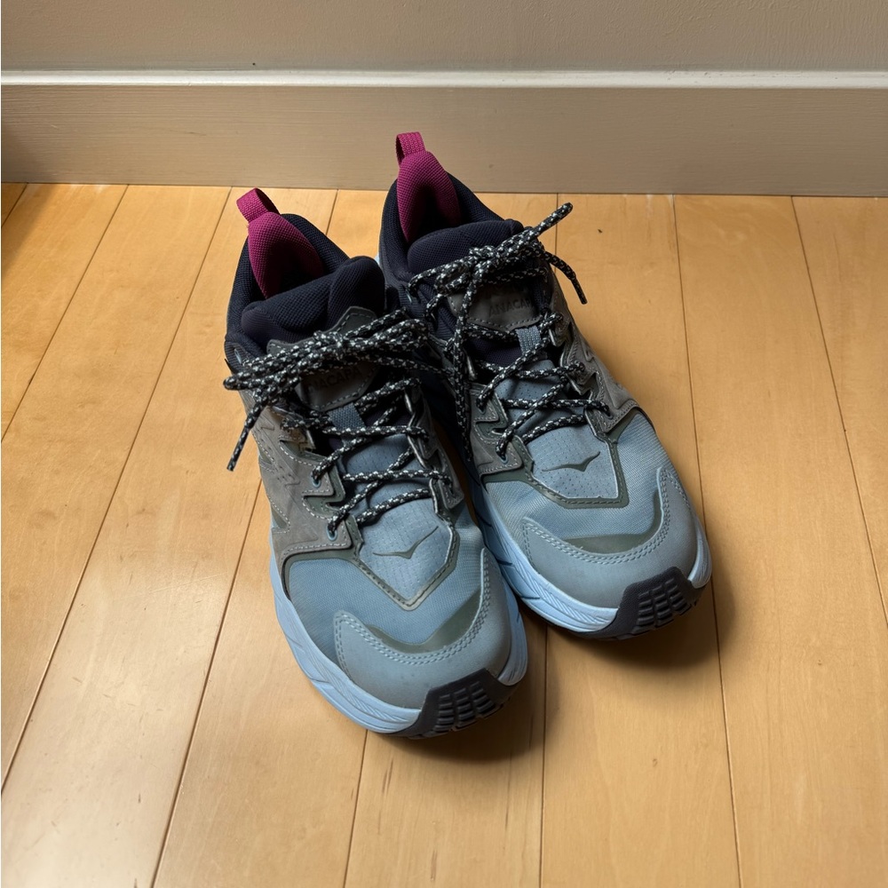 Hoka Blue Charcoal Gray Magenta Trail Running Sneakers Gore Tex